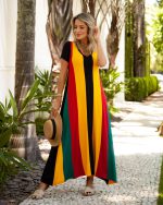 vestido longo colorido
